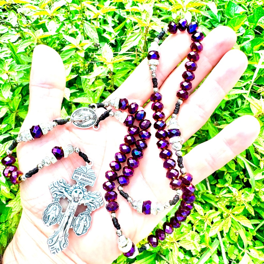 Pardon Crucifix Purple Rosary